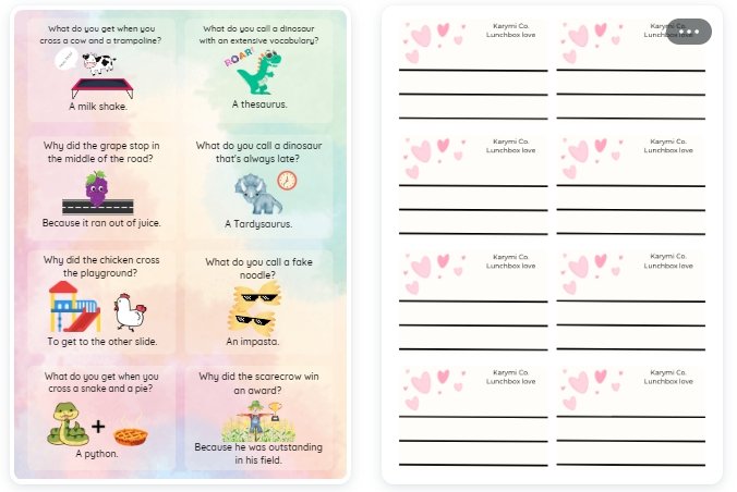 FREE GIFT - 32 lunchbox love notes - Jokes for Kids - Digital Download - GuardaVent by Karymi